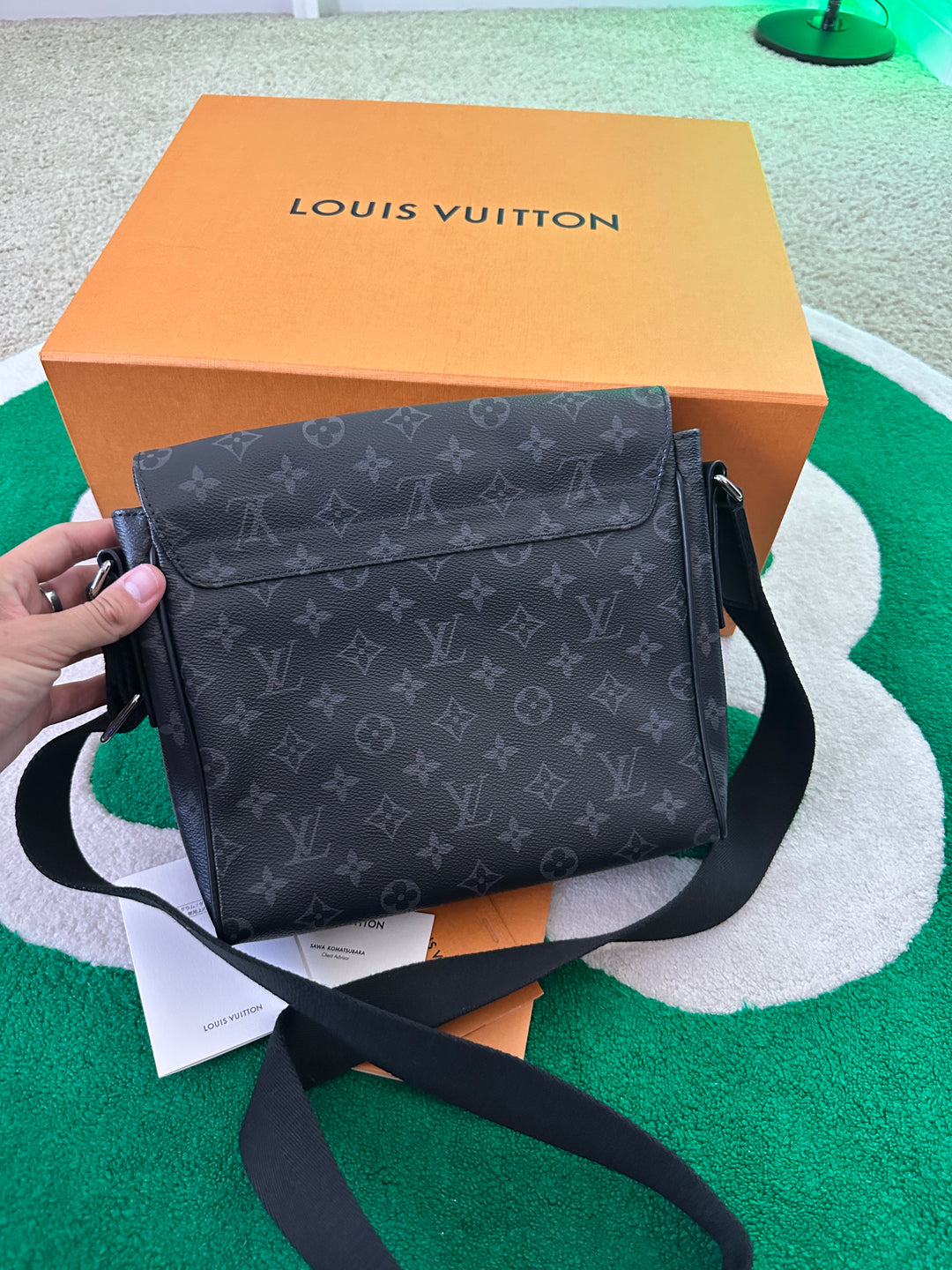 Louis Vuitton Monogram Eclipse District PM Crossbody Messenger Bag Noir Black LP16