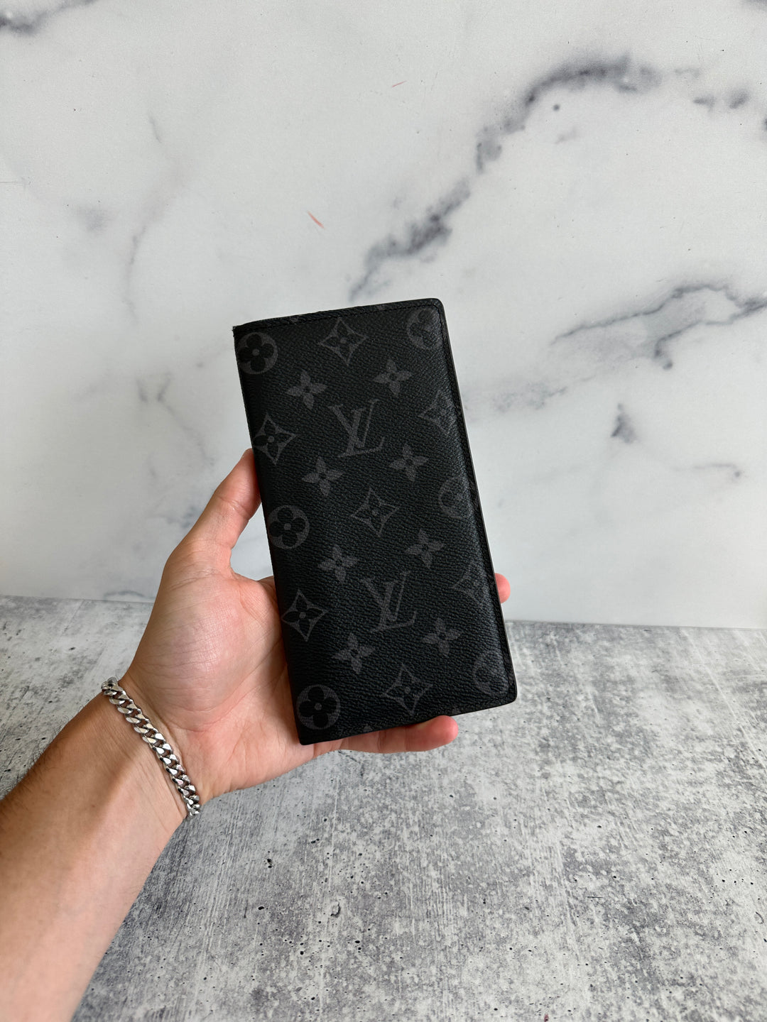 Louis Vuitton Monogram Eclipse Brazza Long Wallet Black CA16