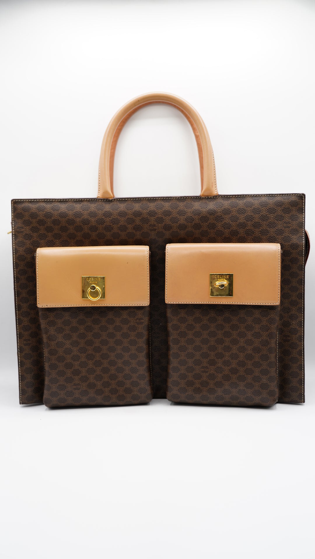 Celine Leather Macadam GM Hand Bag Brown SF26