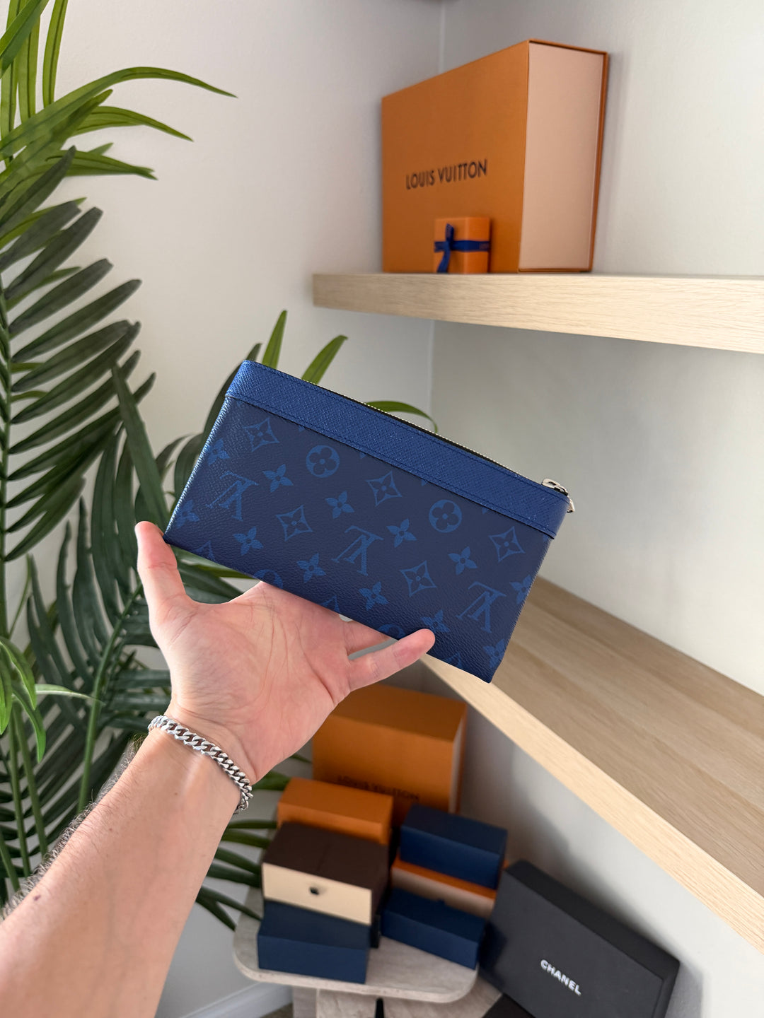 Louis Vuitton Monogram Taigarama PM Discovery Wallet Blue w/Full Inclusion TRY1