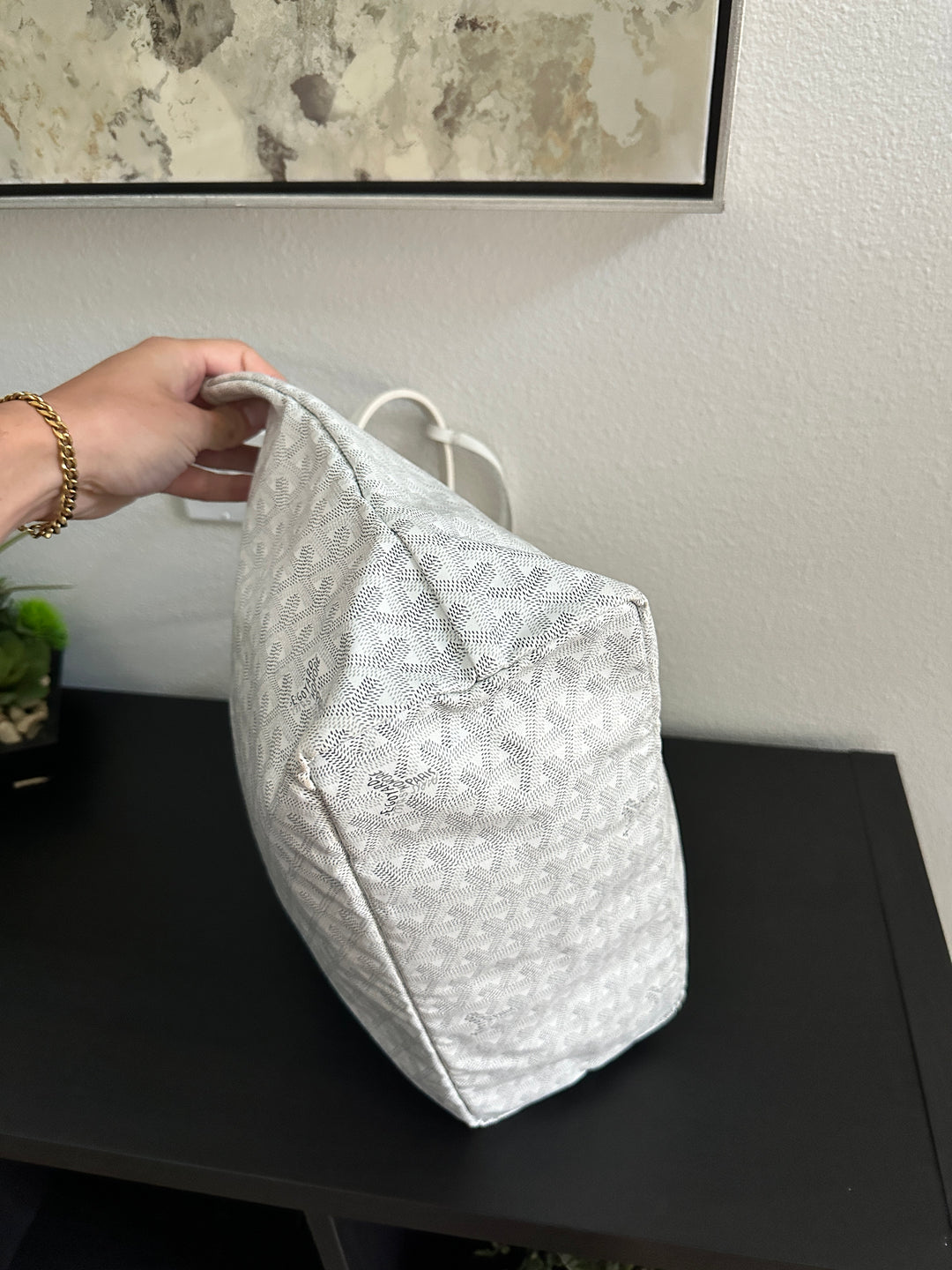Goyard Saint Louis PM Tote Bag White w/Wallet YU13