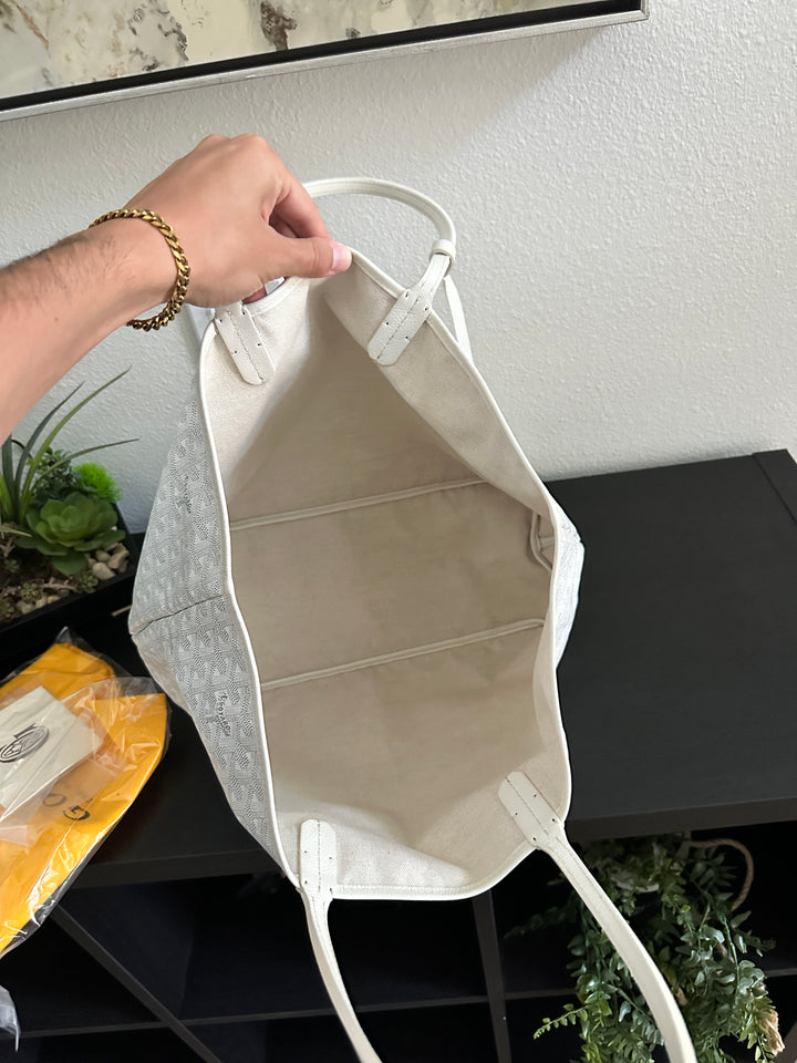 Goyard Saint Louis PM Tote Bag White w/Wallet YU13