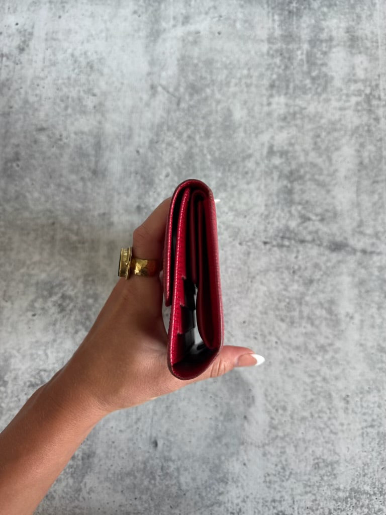 Louis Vuitton Epi Red Sarah Tresor International Long Wallet PR1
