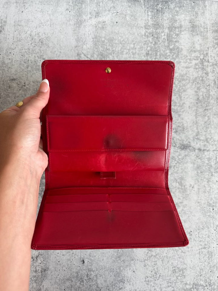Louis Vuitton Epi Red Sarah Tresor International Long Wallet PR1