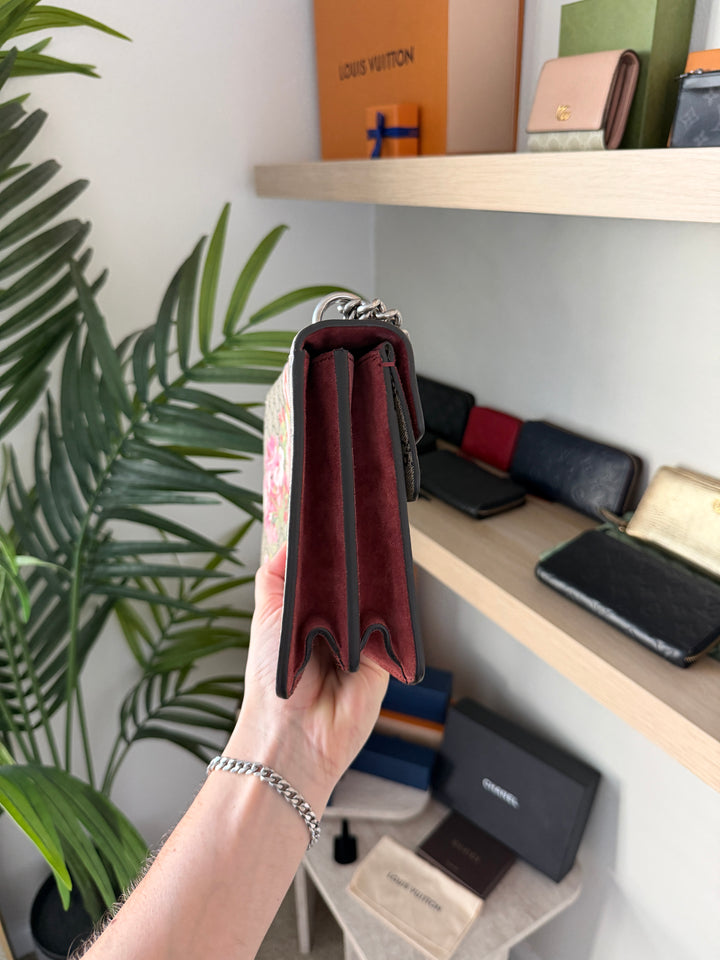 Gucci GG Blooms Dionysus PVC x Suede Chain Shoulder Bag Beige QAS6