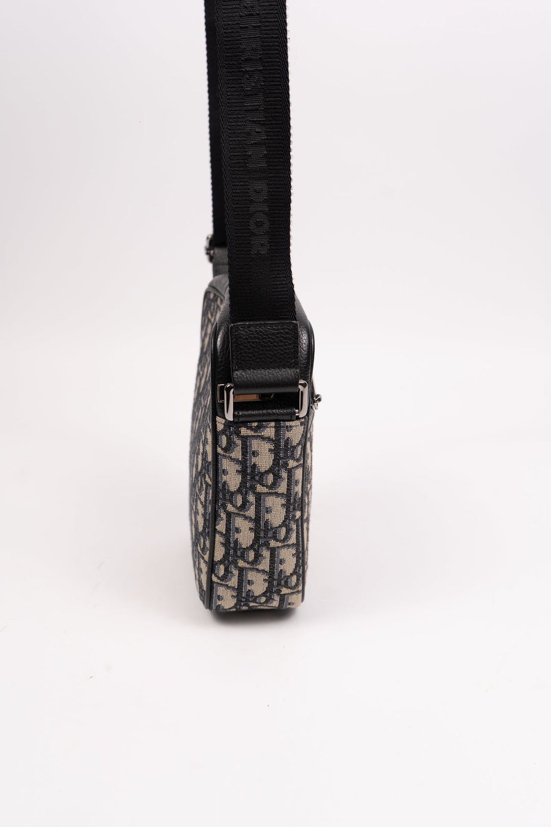 Dior Oblique Canvas x Leather Crossbody Bag Bag Navy x Black EX8