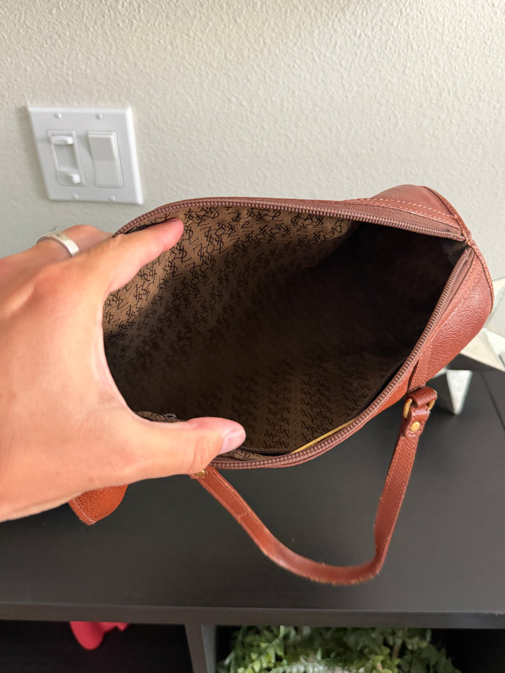 Saint Laurent Leather Cassandra Mini Boston Bag Brown SB57