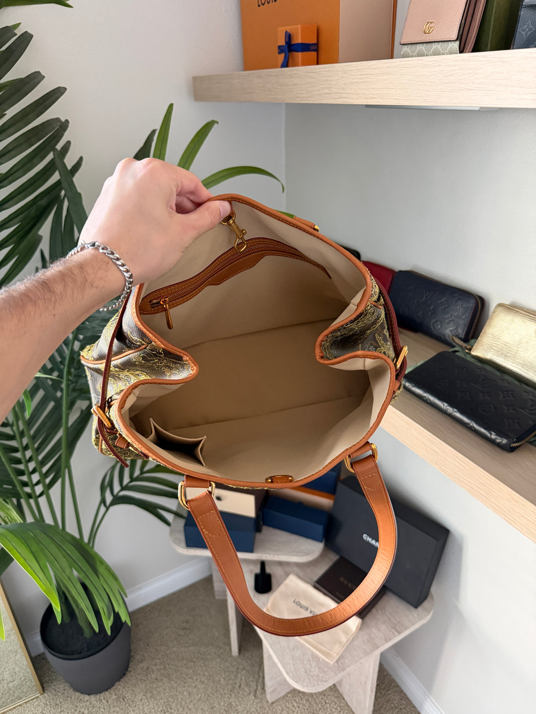 Louis Vuitton Monogram Dentelle Batignolles Orizontal Tote Bag Brown w/Full Inclusion QAS9