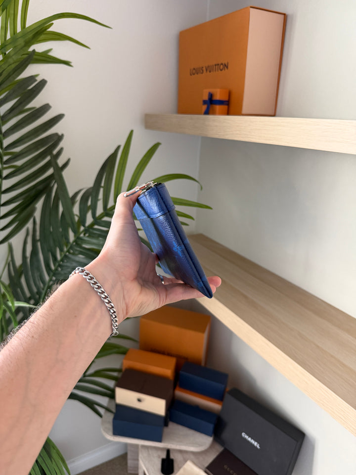 Louis Vuitton Monogram Taigarama PM Discovery Wallet Blue w/Full Inclusion TRY1