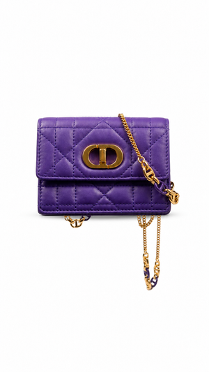 Dior Cannage Leather Wallet-On-Chain Purple EX10