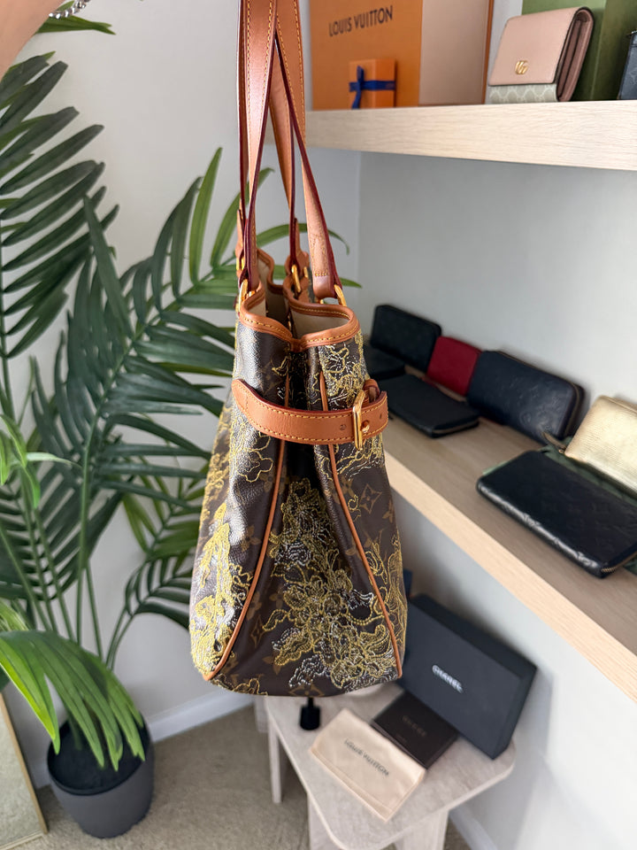 Louis Vuitton Monogram Dentelle Batignolles Orizontal Tote Bag Brown w/Full Inclusion QAS9