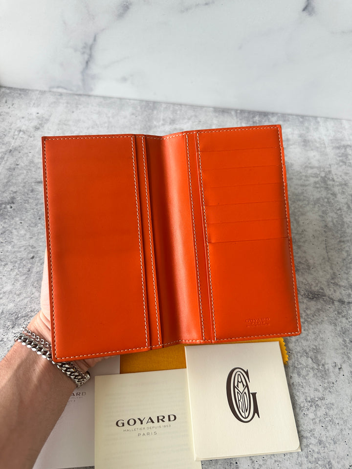 Goyard Leather Long Travel Bifold Wallet Orange QA9