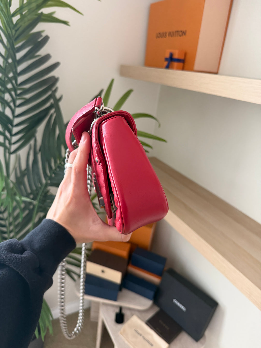 Louis Vuitton New Wave PM Chain Shoulder Bag Red w/Literature #266