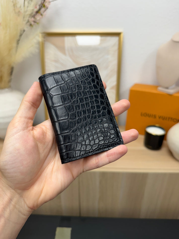 Louis Vuitton Exotic Croc Leather Pocket Organizer Black w/Dust Bag EM18