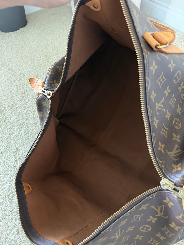 Louis Vuitton Monogram Keepall 55 Travel Boston Bag w/Lock & Key QAS15