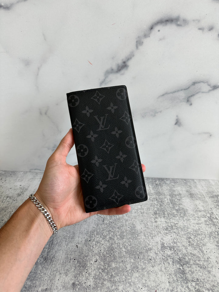 Louis Vuitton Monogram Eclipse Brazza Long Wallet Black CA16
