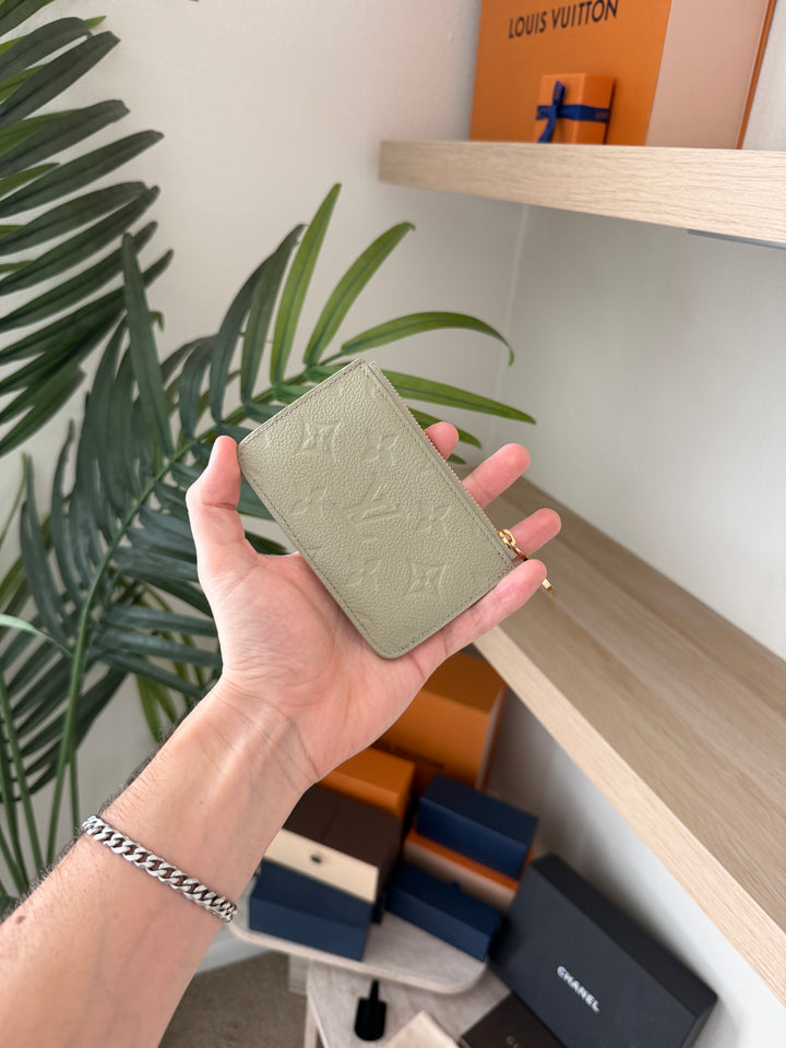 Louis Vuitton Monogram Empreinte Porto Cults Romy Coin/Card Case Matcha Green w/Full Inclusion ESD3