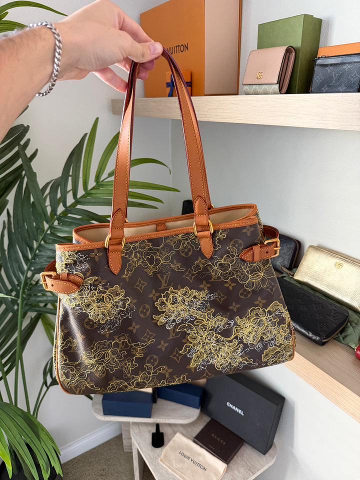 Louis Vuitton Monogram Dentelle Batignolles Orizontal Tote Bag Brown w/Full Inclusion QAS9