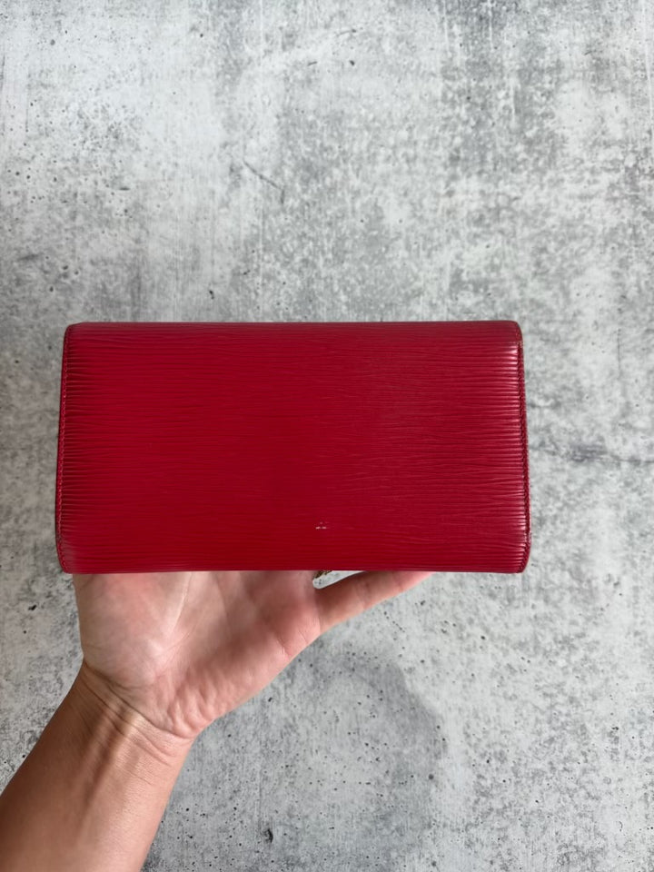 Louis Vuitton Epi Red Sarah Tresor International Long Wallet PR1