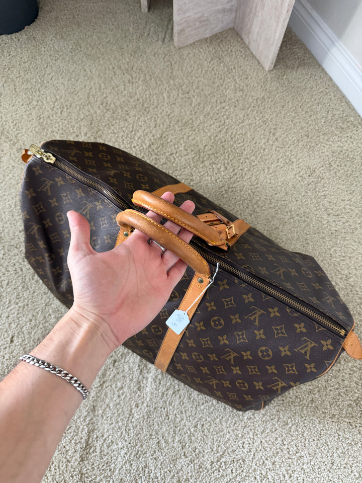 Louis Vuitton Monogram Keepall 55 Travel Boston Bag w/Lock & Key QAS15