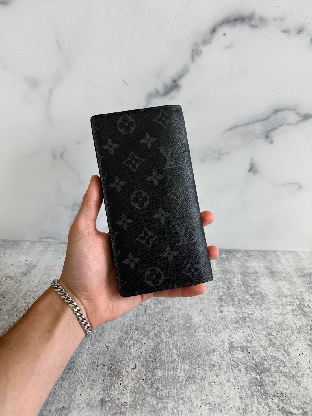Louis Vuitton Monogram Eclipse Brazza Long Wallet Black CA16