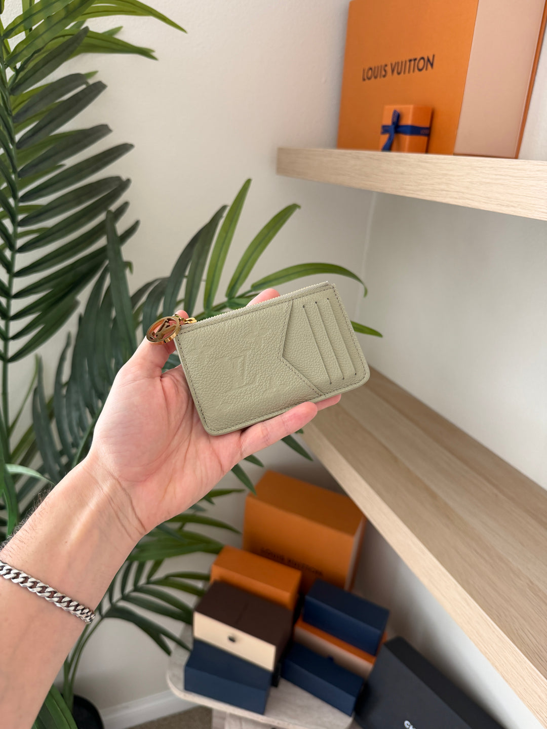 Louis Vuitton Monogram Empreinte Porto Cults Romy Coin/Card Case Matcha Green w/Full Inclusion ESD3