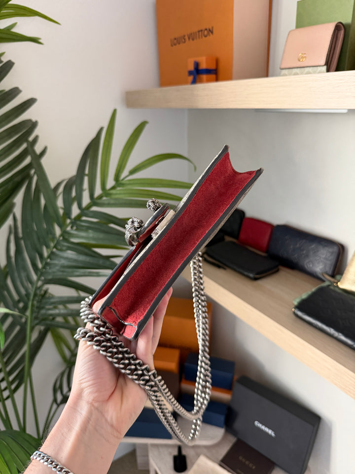 Gucci GG Supreme Dionysus PVC Leather x Suede Chain Shoulder Bag Beige QAS5