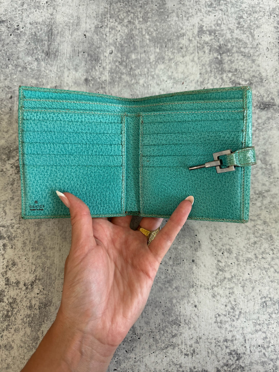 Gucci GG Canvas Trifold Wallet Brown x Blue GG11