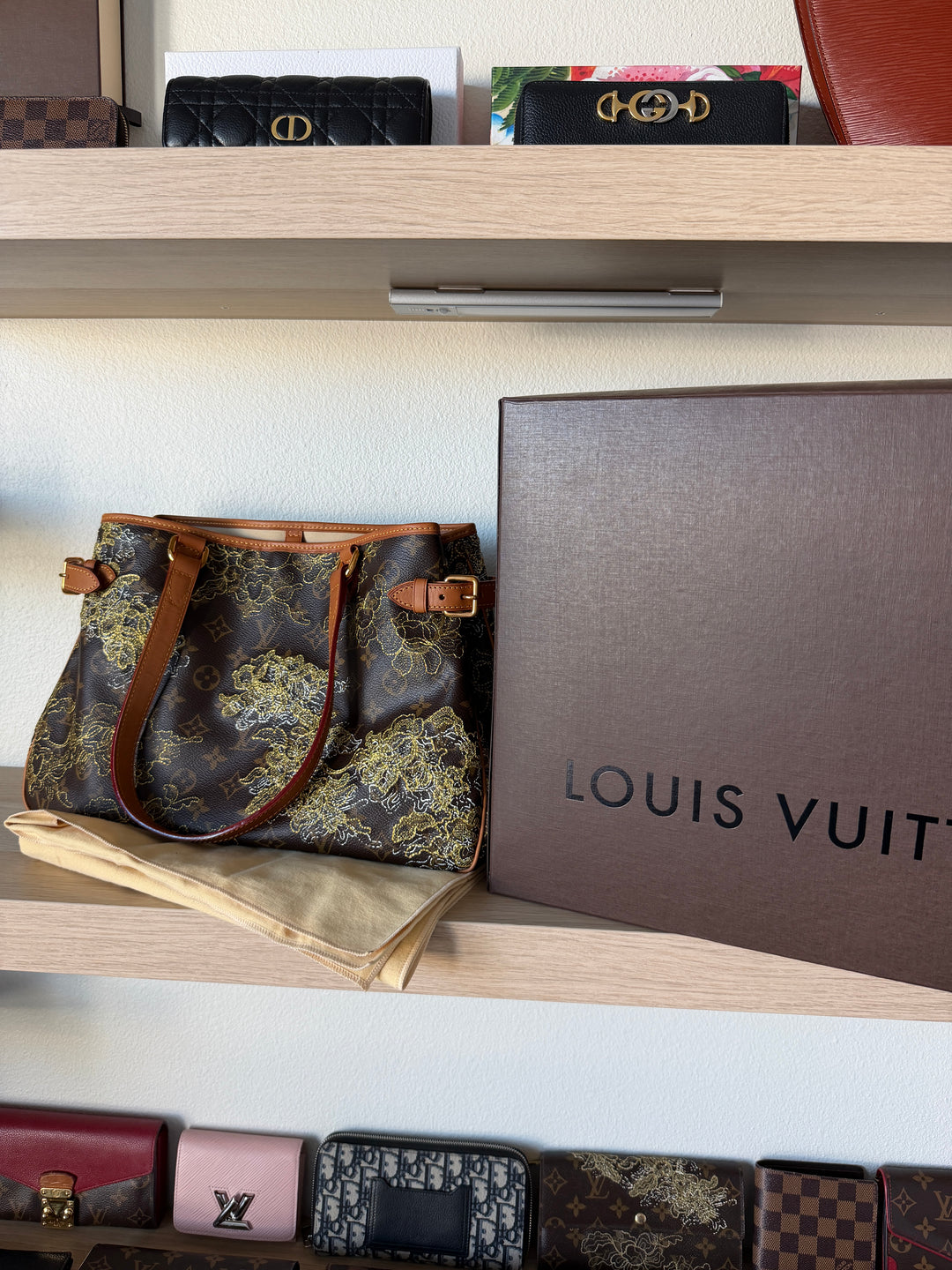 Louis Vuitton Monogram Dentelle Batignolles Orizontal Tote Bag Brown w/Full Inclusion QAS9