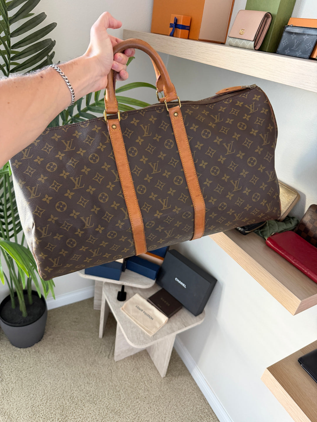 Louis Vuitton Monogram Keepall 55 Travel Boston Bag QAS2