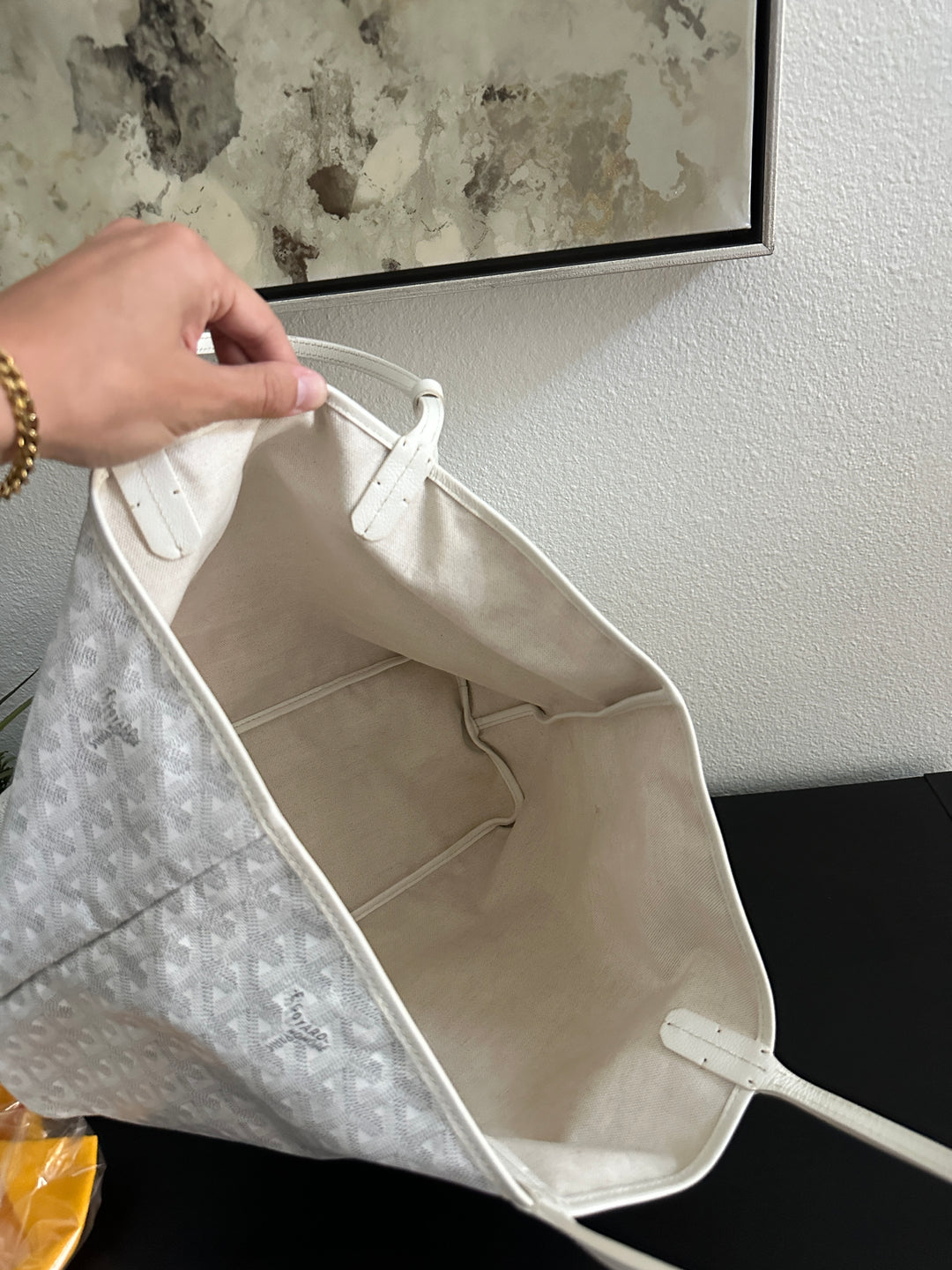 Goyard Saint Louis PM Tote Bag White w/Wallet YU13