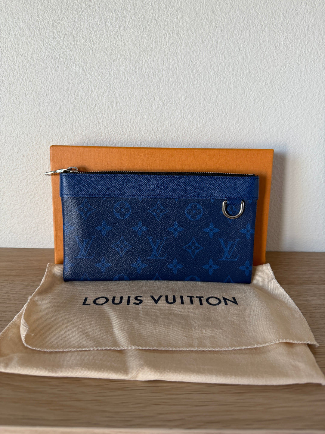 Louis Vuitton Monogram Taigarama PM Discovery Wallet Blue w/Full Inclusion TRY1