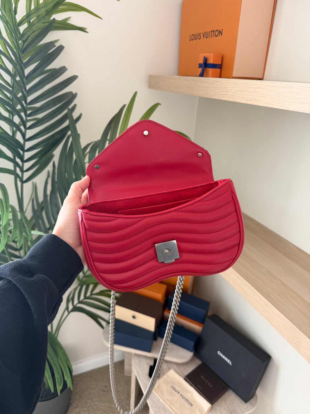 Louis Vuitton New Wave PM Chain Shoulder Bag Red w/Literature #266