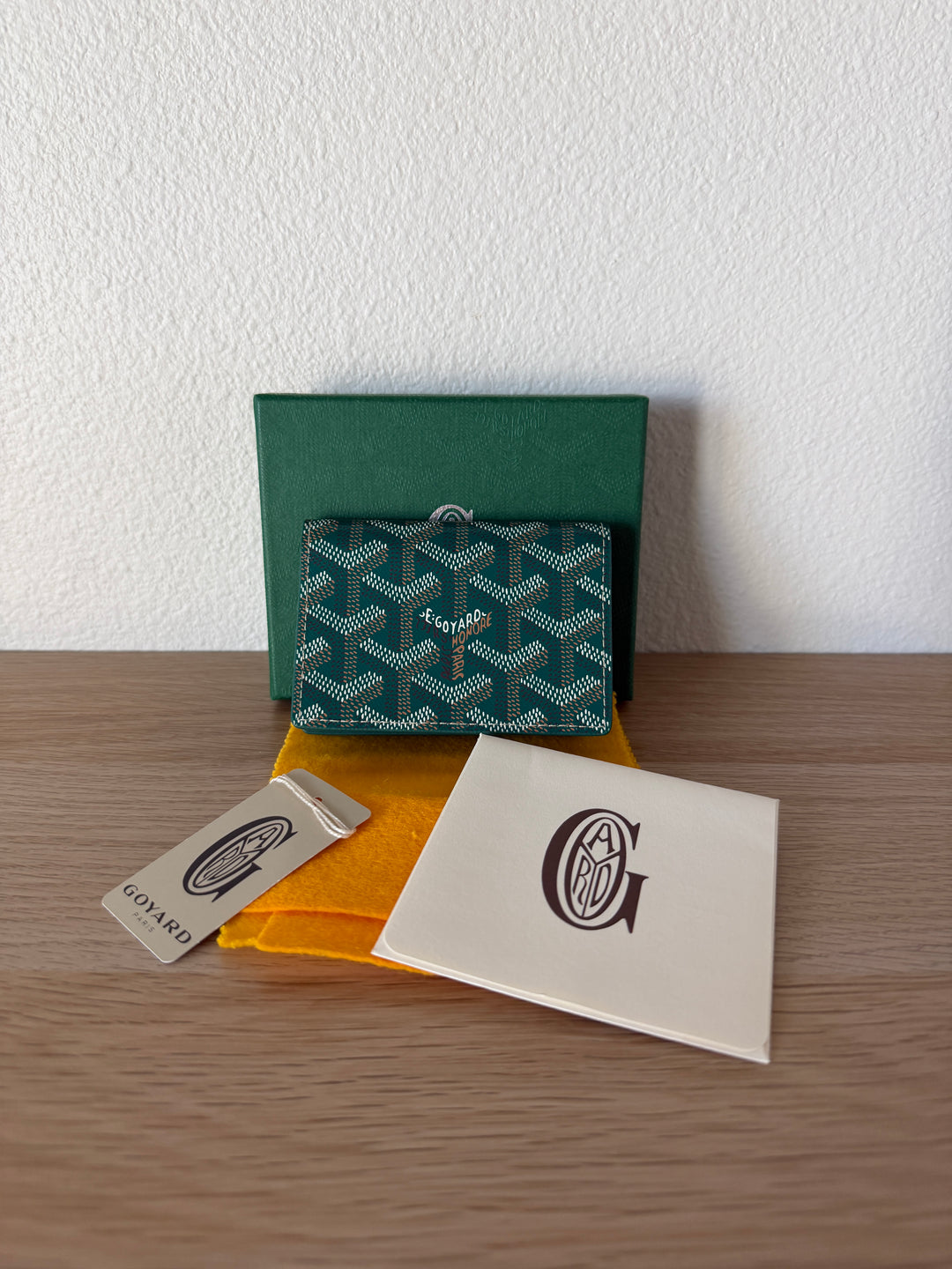 Goyard Herringbone Leather Card Case Green w/Full Inclusion  VTR3