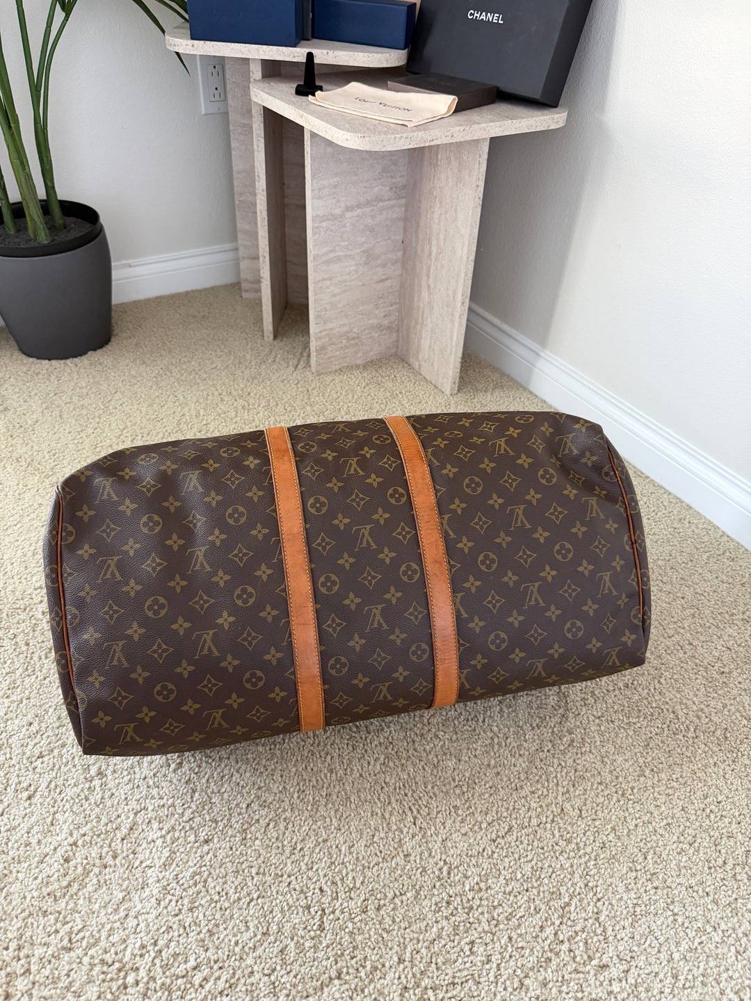 Louis Vuitton Monogram Keepall 55 Travel Boston Bag QAS2