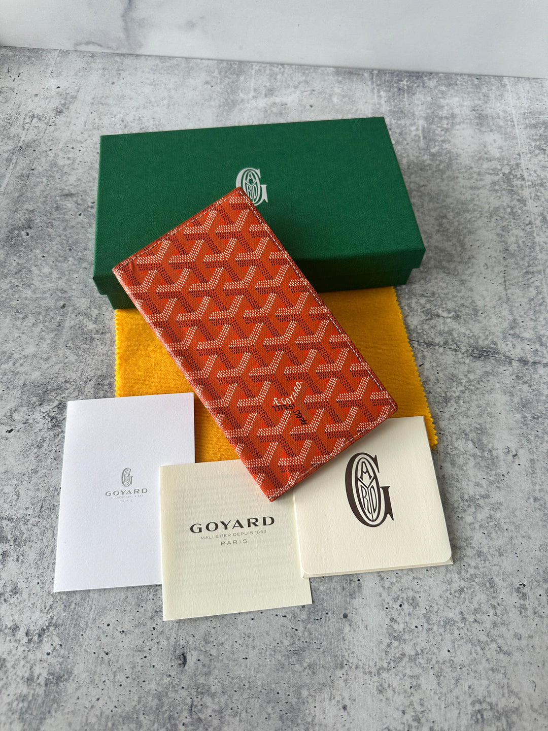 Goyard Leather Long Travel Bifold Wallet Orange QA9
