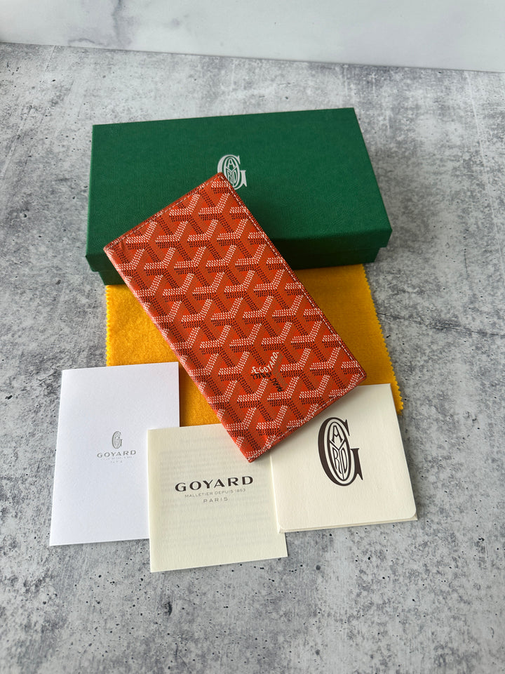 Goyard Leather Long Travel Bifold Wallet Orange QA9