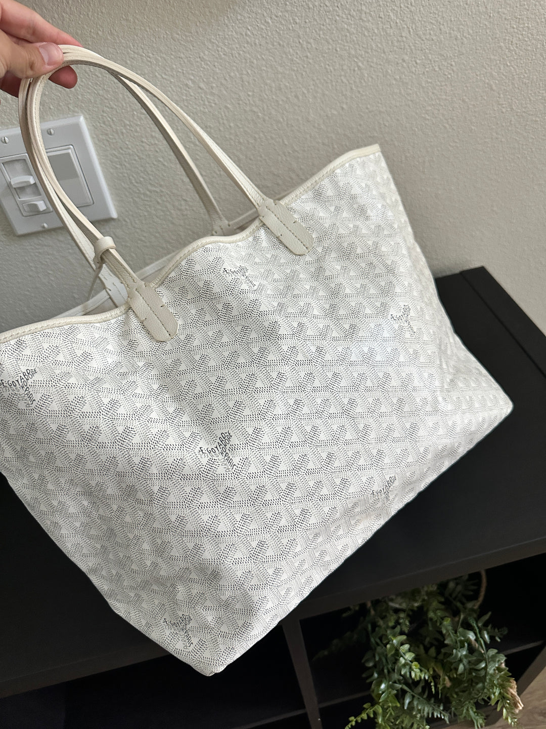 Goyard Saint Louis PM Tote Bag White w/Wallet YU13