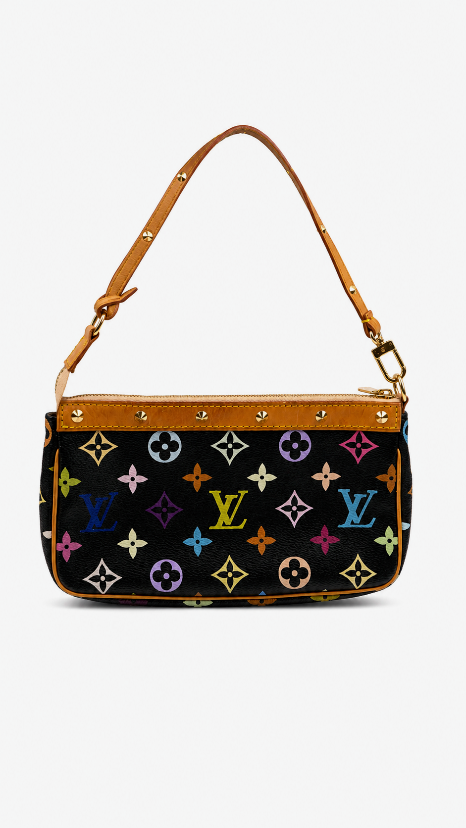 Louis Vuitton Murakami Multicolor Pochette Accessories Black EX11