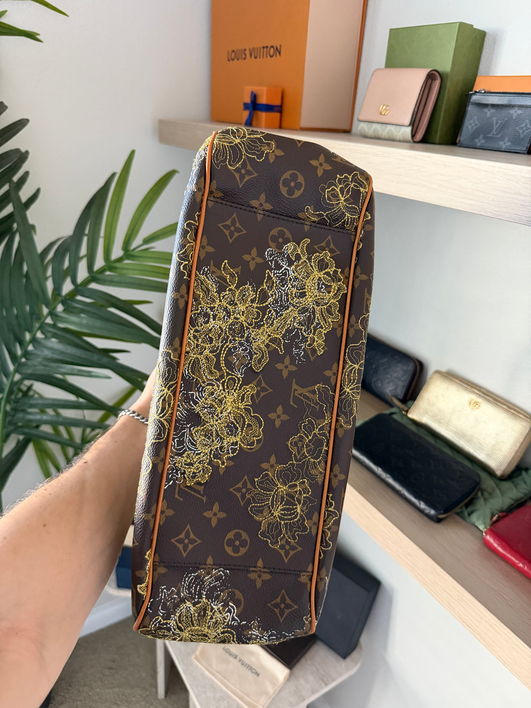 Louis Vuitton Monogram Dentelle Batignolles Orizontal Tote Bag Brown w/Full Inclusion QAS9