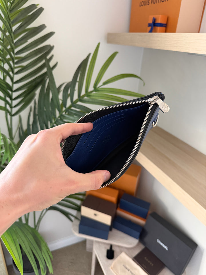 Louis Vuitton Monogram Taigarama PM Discovery Wallet Blue w/Full Inclusion TRY1