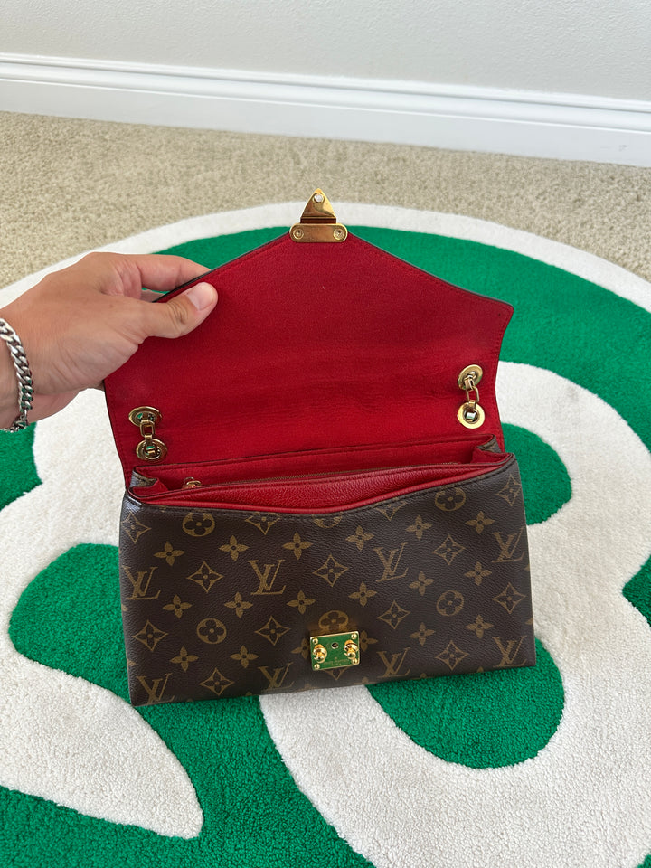 Louis Vuitton Monogram Pallas Chain Shoulder Bag Brown x Red PR55