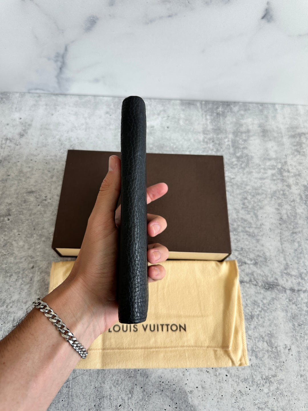 Louis Vuitton Monogram Shadow Noir Black Brazza Long Travel Bifold Wallet CA2