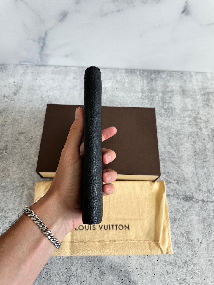 Louis Vuitton Monogram Shadow Noir Black Brazza Long Travel Bifold Wallet CA2