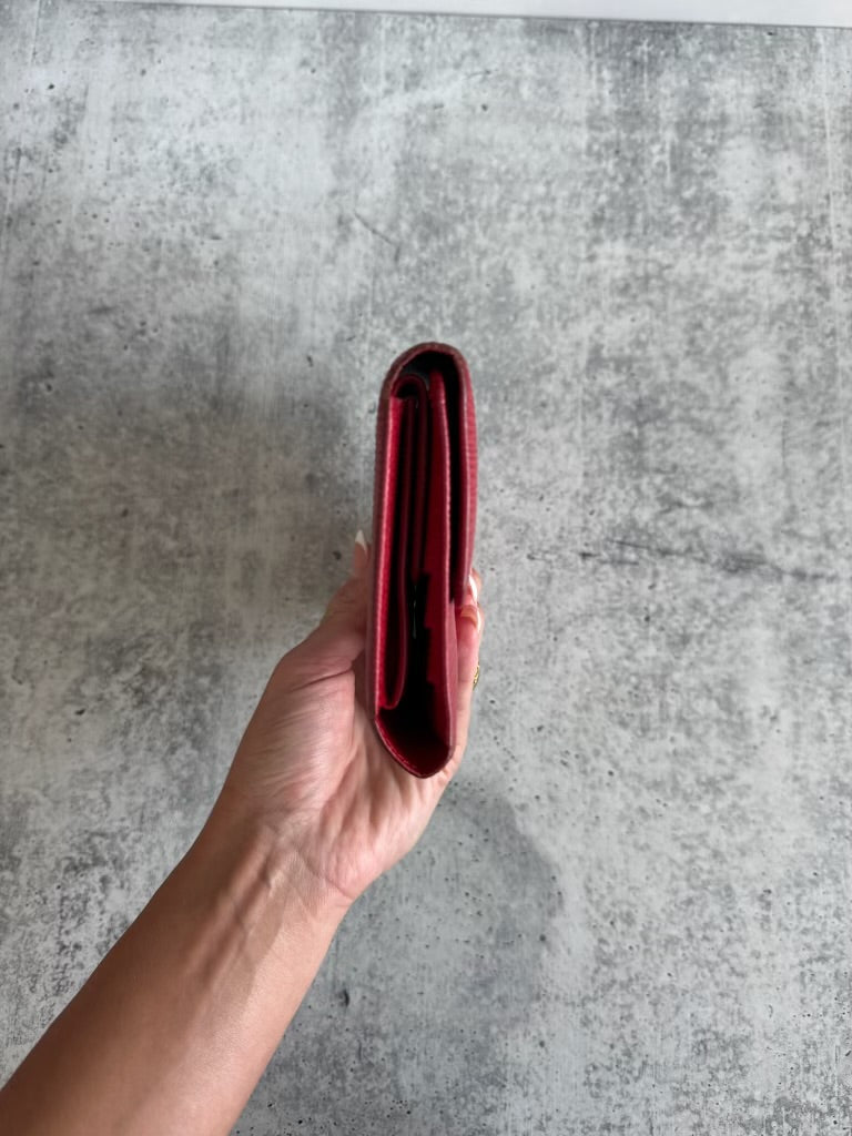 Louis Vuitton Epi Red Sarah Tresor International Long Wallet PR1
