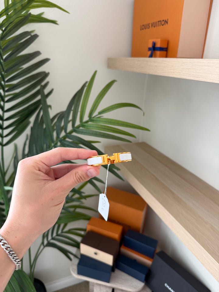 Hermes Clic Clac H Bangle PM Gold x White ESD6