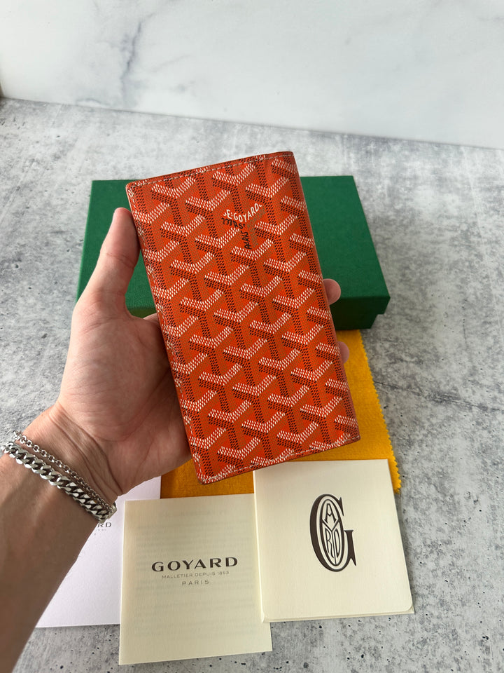 Goyard Leather Long Travel Bifold Wallet Orange QA9