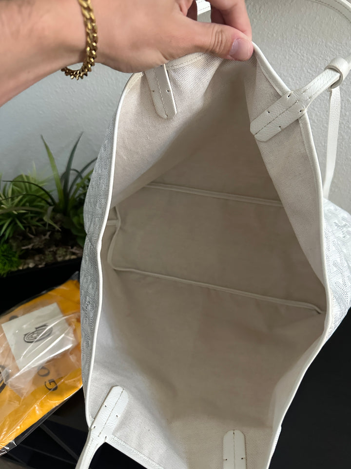Goyard Saint Louis PM Tote Bag White w/Wallet YU13