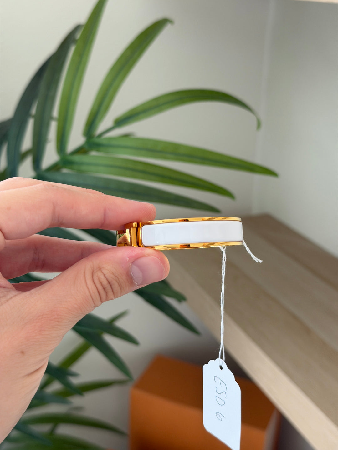 Hermes Clic Clac H Bangle PM Gold x White ESD6