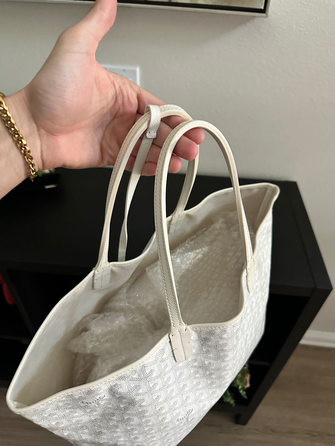 Goyard Saint Louis PM Tote Bag White w/Wallet YU13
